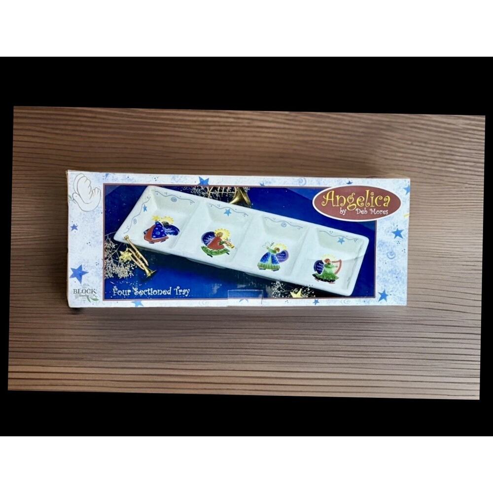 Block Angelica 4 Part Angels Snack/Relish Tray Deb Mores,‎ NEW In Box,2002